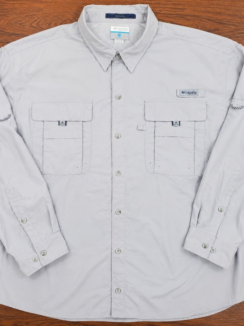 Columbia PFG Bahama Omni-Shade Fishing Shirt Men's XXL Gray Long Sleeve Vented